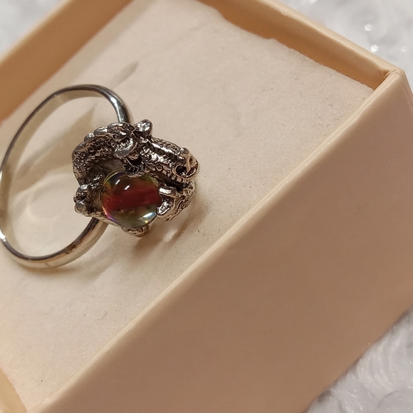 5 for $10 Handmade Silver Tone Incandescent Ball Dragon Ring Size 8 - Picture 8 of 11